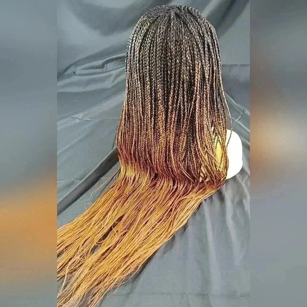 ๐ฅ Auburn Ombre Box Braids Wig w/Lace | Premium Synthetic | Heat Resistant - Picture 4 of 15